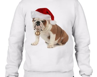 British Bulldog Santa Claus Men's Christmas Sweatshirt Jumper