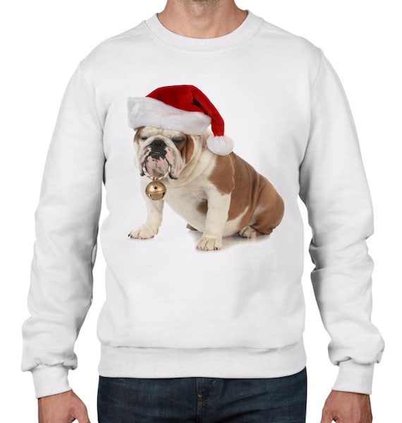 Babbo Natale English.British Bulldog Babbo Natale Uomo Felpa Di Natale Jumper Etsy