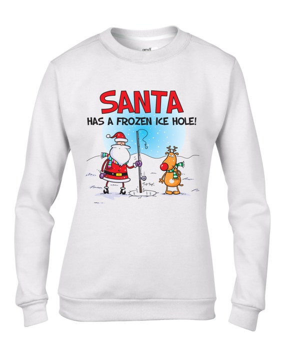 Santa Ice Hole Women's Christmas Jumper Funny Christmas Snow