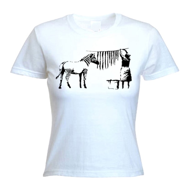 Banksy Lavé Zebra T-shirt pour femmes