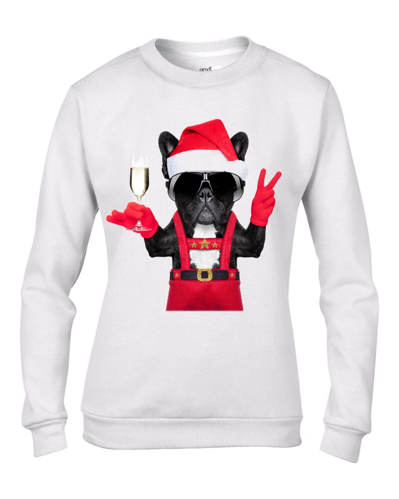 French Bulldog Santa Style Women's Christmas Jumper Bulldog Dog Santa image 1