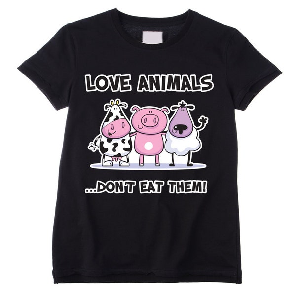 Love Animals, Don't Eat Them Vegetarian Unisex Childrens T-Shirt