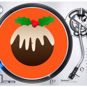 Weihnachtspudding DJ Slipmat - Vinyl Plattenspieler Decks Lustige Xmas Cartoon