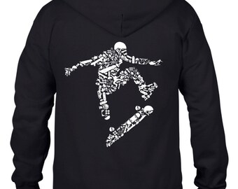 Skateboarder Full Zip Hoodie - Skateboard Skateboarding Clothing