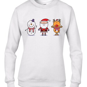 Snowman Santa & Rudolph Reindeer Women&#39;s Christmas Sweatshirt Jumper