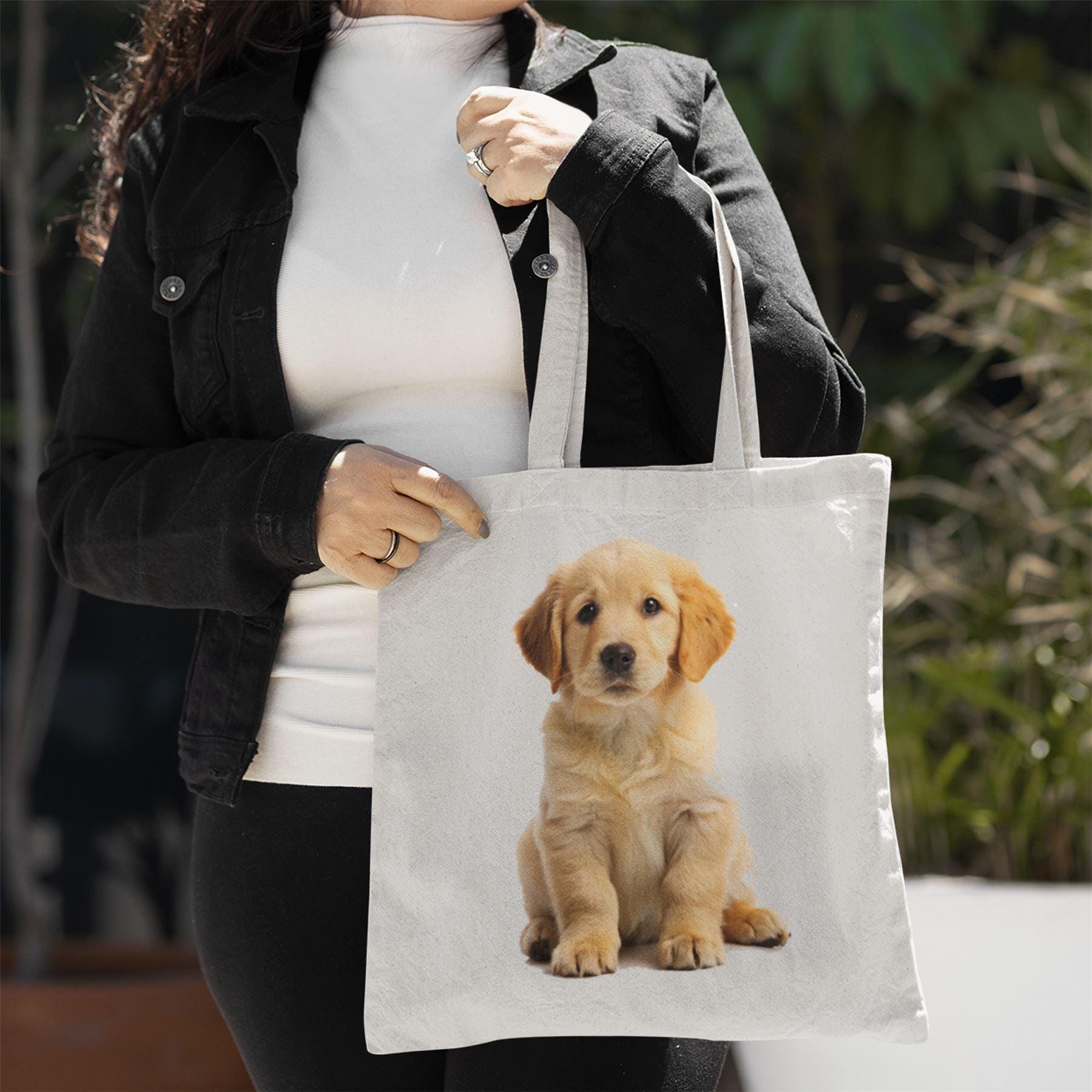 ゴールデンレトリバーの子犬のトートバッグ - 犬好きのためのかわいい