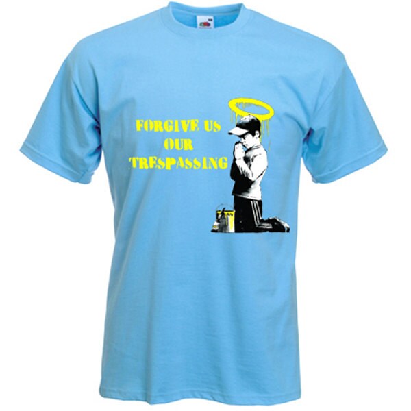 Image of Banksy Forgive Us Our Trespassing Mens T-Shirt