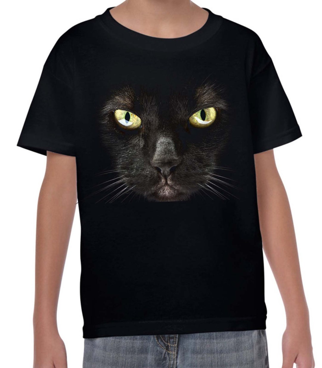 Black Cat Halloween Fancy Dress Unisex Childrens Tshirt Etsy