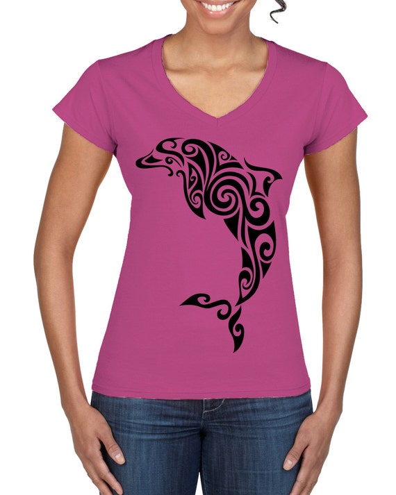 Tribal T-Shirts Tribal Dolphin Tattoo Large Print Womens T-Shirt Dress Tribal T-Shirts Tribal Dolphin Tattoo Large Print Womens T-Shirt Dress