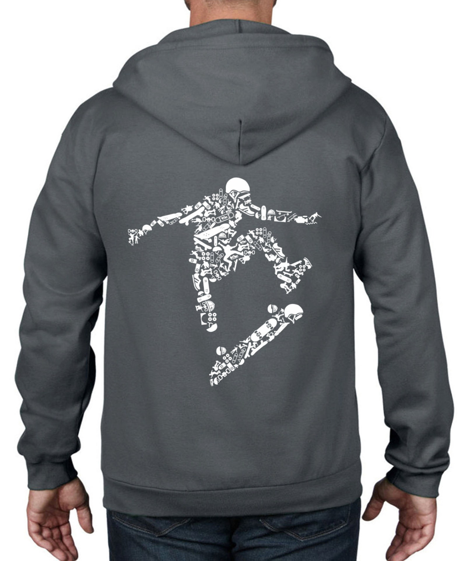 Skateboarder Full Zip Hoodie Skateboard Skateboarding Etsy