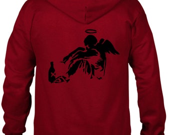 Banksy Caído ángel Full Zip Hoodie-Graffiti T-Shirt