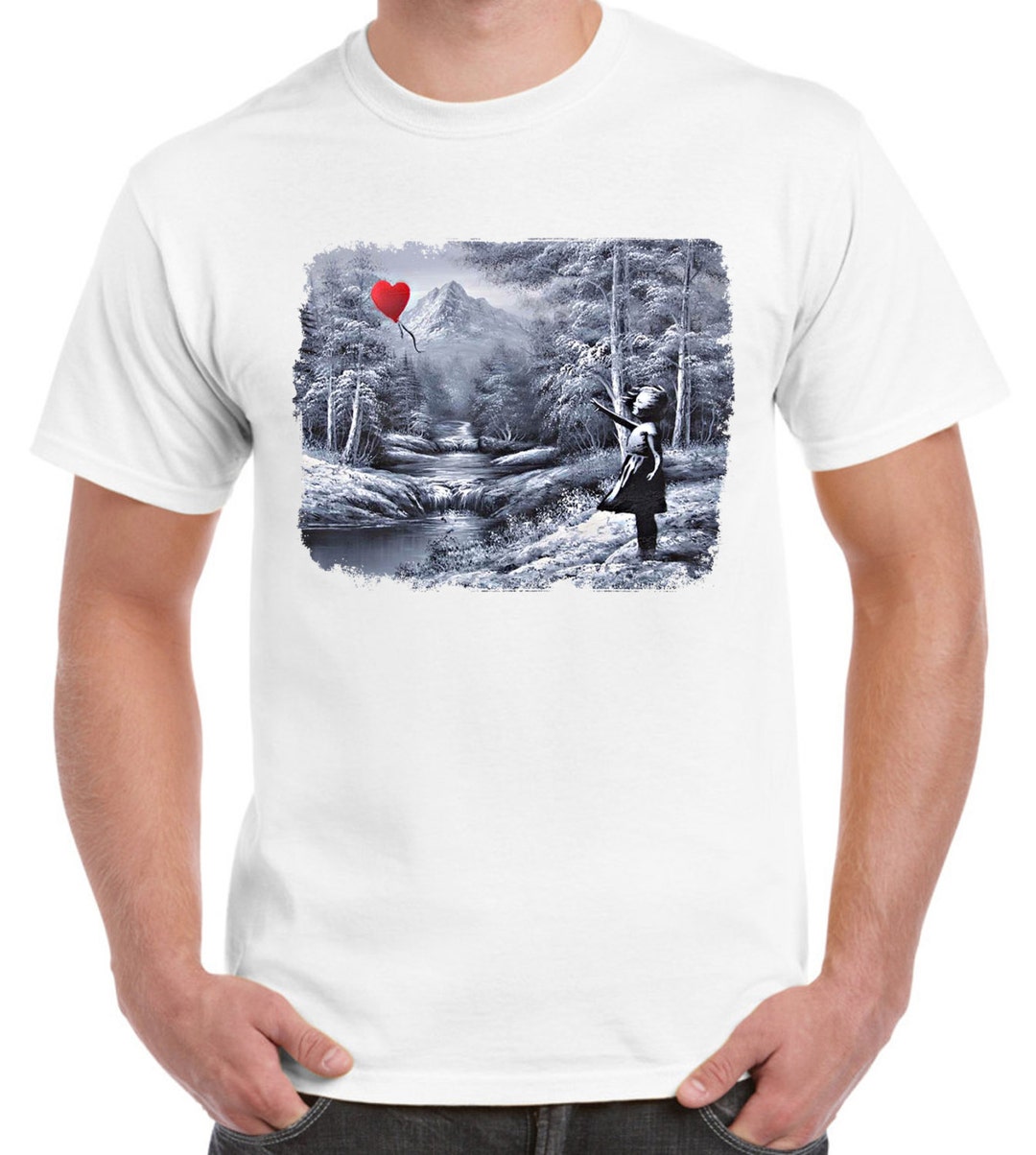 Crash Bandicoot T Shirt T-Shirt Uomo Banksy Con Graffiti Ragazza E Palloncino - Cotone, Taglie S-XXL Banksy Walled Off Hotel