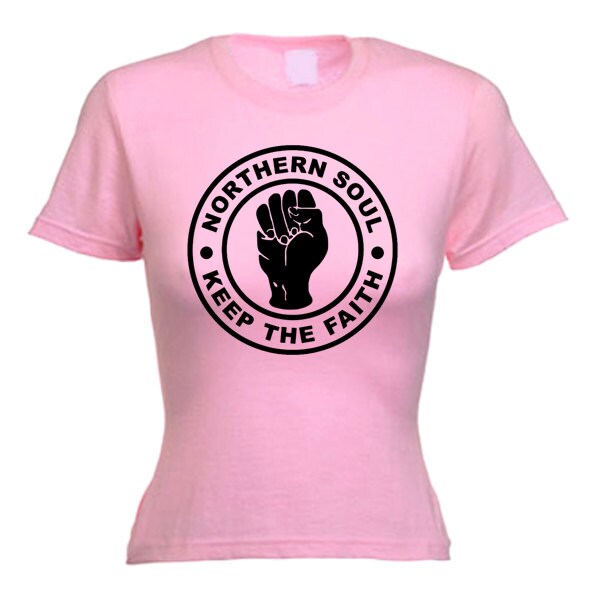 Northern Soul Keep The Faith – Maglietta Da Donna In Cotone 100%, Stampa Resistente, Tante Colori (Rosso, Taglia 44)