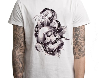 Skull & Snake Tattoo Men's T Shirt