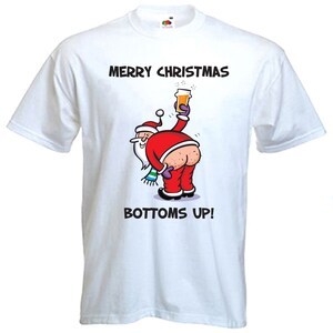 Merry Christmas Bottoms Up! Santa Claus Funny Men&#39;s T Shirt