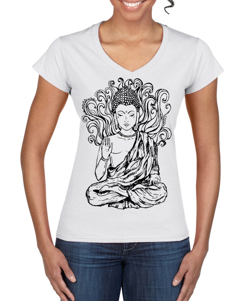 Buddha Large Print V Neck Women’s T-shirt Buddhism Yoga - Etsy