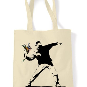 Banksy Flowers Tote Shopping Bag