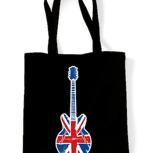 Union Jack Guitar Cotton Tote Shopping Bag