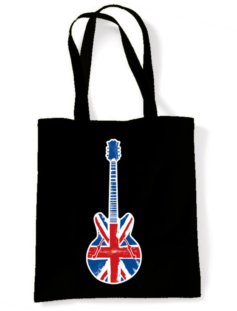 Union Jack Guitar Cotton Tote Shopping Bag