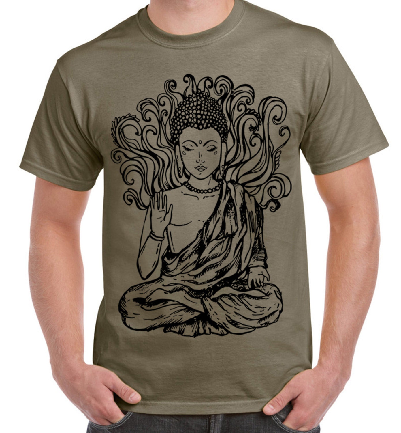 blyant mærkning Jeg klager Buddha Large Print Men's T-shirt Buddhism Meditation - Etsy