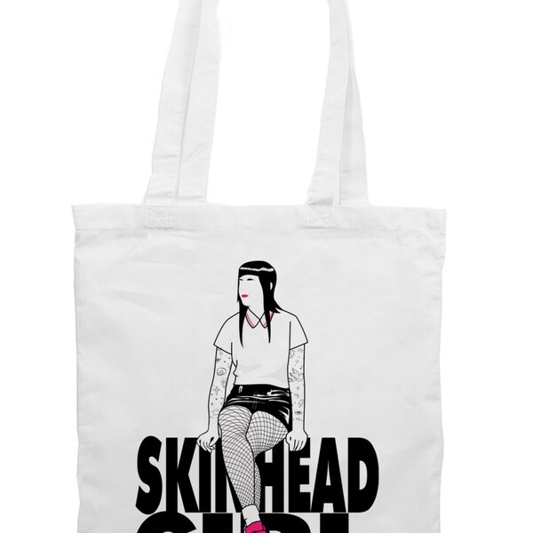 Skin Head Girl Cotton Tote Shopping Bag