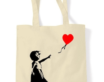 Banksy Heart Balloon Girl Tote Shopping Bag