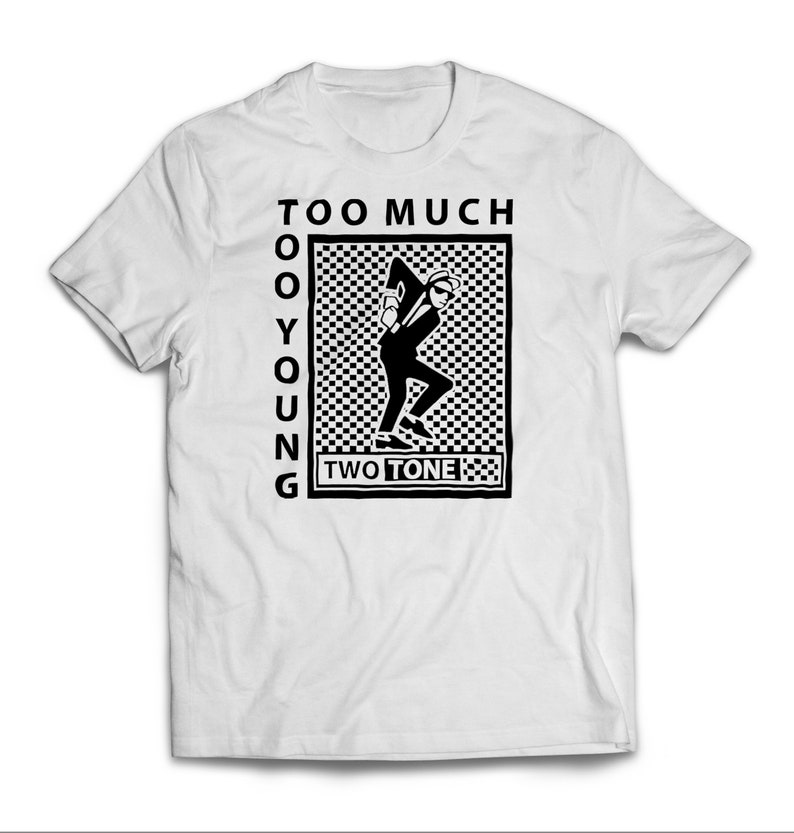Two Tone Too Much Too Young Logo Men's T-Shirt Ska Dancers image 4