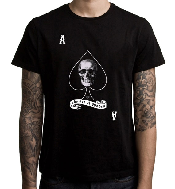 Skull Head Ace Of Spades Men's Unisex 100% Cotton Tee Shirt Skull Head Ace Of Spades Men's Unisex 100% Cotton Tee Shirt