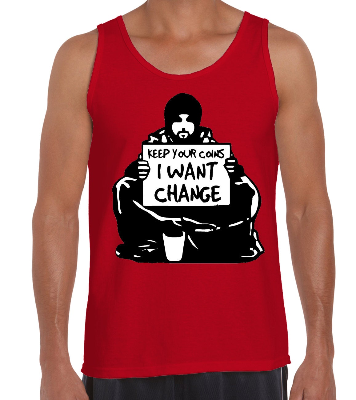 Image of Banksy I Want Change Men's Vest Tank Top - Graffiti Art