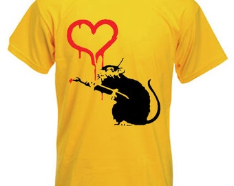 Banksy Love Rat Mens T-Shirt