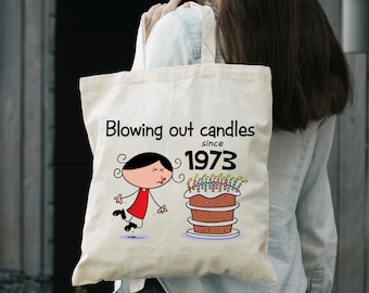Blowing Out Candles Since 1973 50th Birthday Tote Shopping Bag