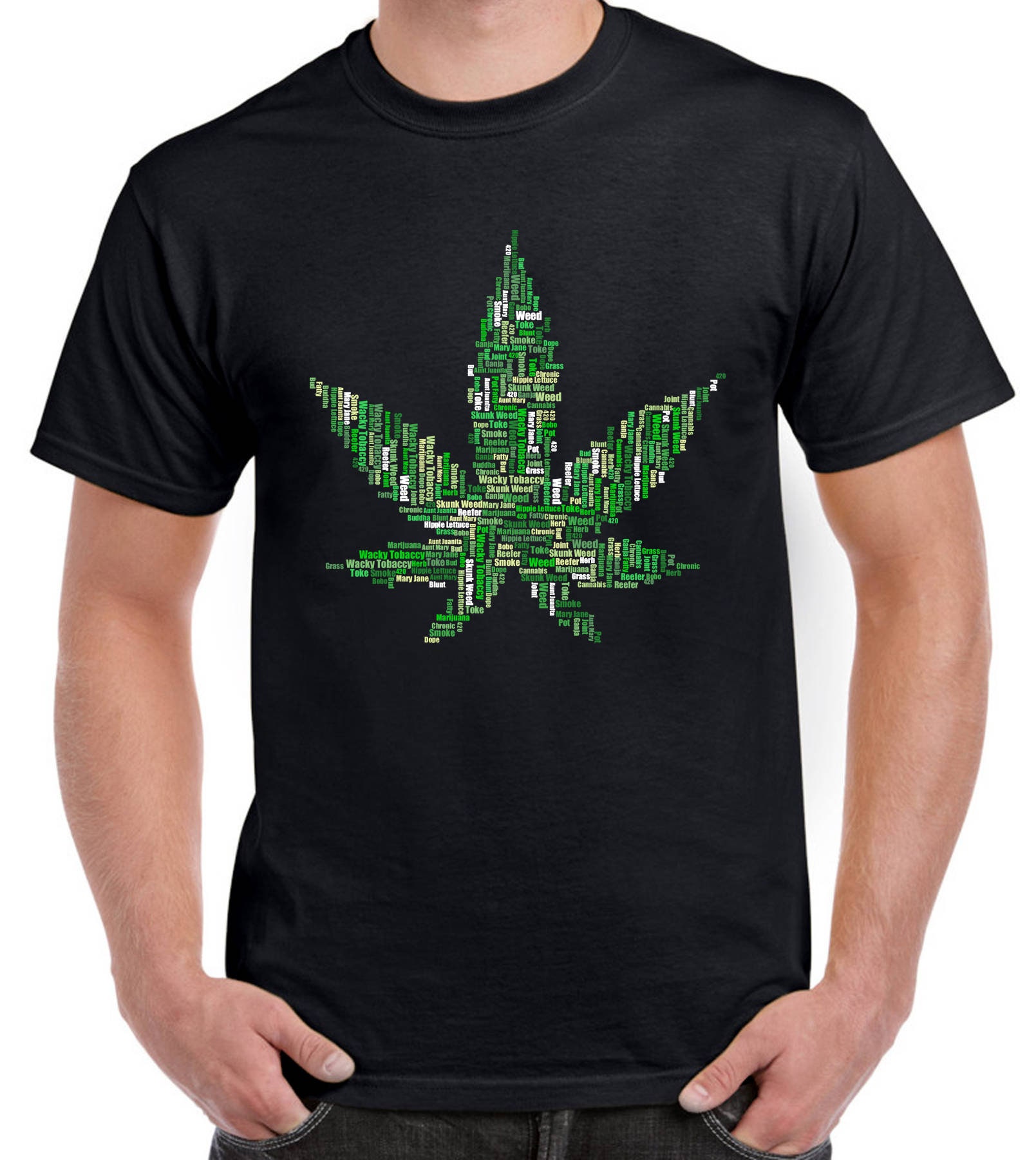 Buzz Shirts Maglietta Uomo Cotone Biologico - Ganja Yin & Yang - Tema Cannabis