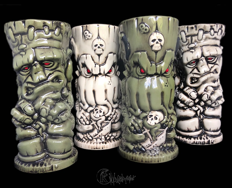 Custom Tiki Mug, Personalized Tiki Mug, Personalized Frankenstein Tiki Mug, Personalized Cthulhu Tiki Mug image 2