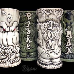 Custom Tiki Mug, Personalized Tiki Mug, Personalized Frankenstein Tiki Mug, Personalized Cthulhu Tiki Mug image 1