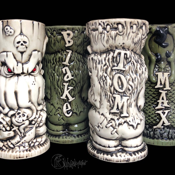 Benutzerdefinierte Tiki-Becher, personalisierte Tiki-Becher, personalisierte Frankenstein Tiki-Becher, personalisierte Cthulhu Tiki-Becher