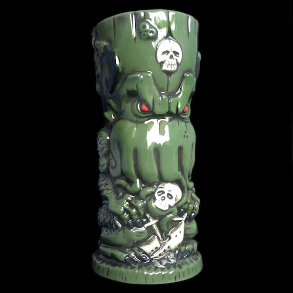 Cthulhu Tiki Mug , Mighty Cthulhu Tiki Mug , Colorful Hand painted Porcelain Mug , Green Tiki Mug , Handmade tiki mug , H.P.Lovecraft