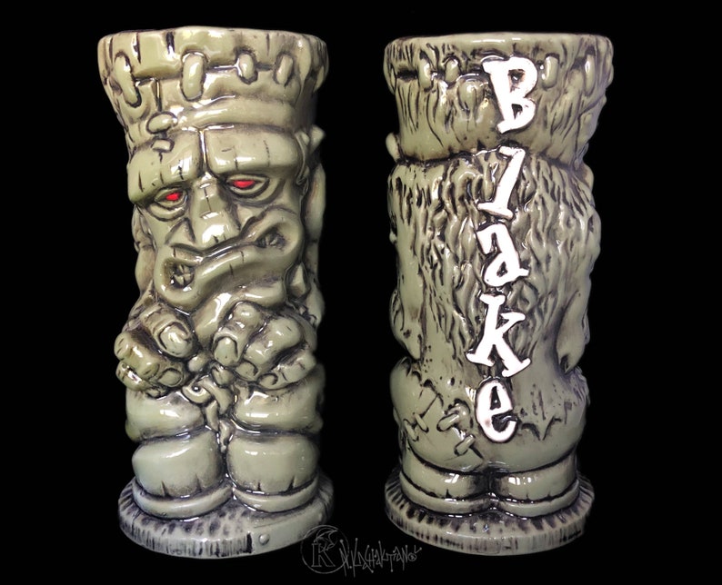 Custom Tiki Mug, Personalized Tiki Mug, Personalized Frankenstein Tiki Mug, Personalized Cthulhu Tiki Mug Frankenstein