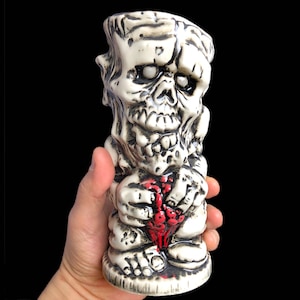 Unique Zombie Tiki Mug, Tiki Party Decor, Ceramic Tiki Mug, Tiki Bar Mug, Cocktail Mug, Horror Themed Barware, Scary Tiki Mug