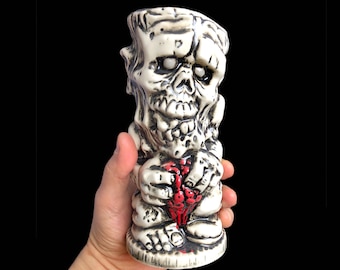 Zombie Tiki Mug , White Zombie Tiki Mug , Horror mug