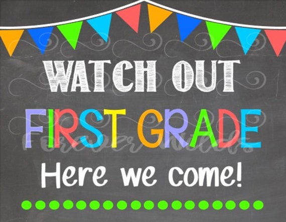 Items similar to First Grade Here we come Chalkboard sign - INSTANT ...