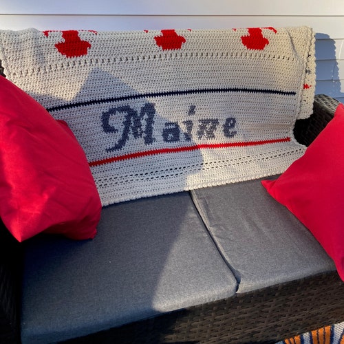 Crocheted shops Maine Lobster Throw