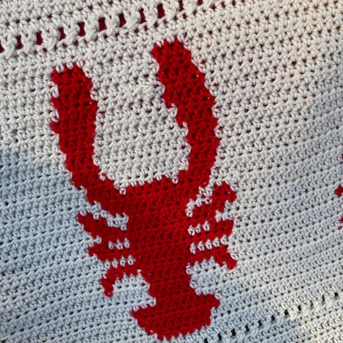 Crocheted shops Maine Lobster Throw