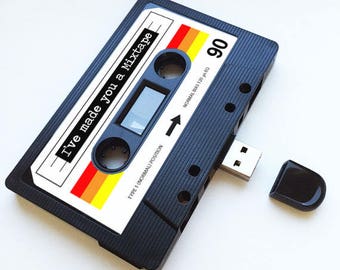 4GB/8GB/16GB USB Mixtape - Retro Personalised Gift -  Loved One, Red, Girlfriend, Boyfriend- Cute Birthday Present- Valentines Day