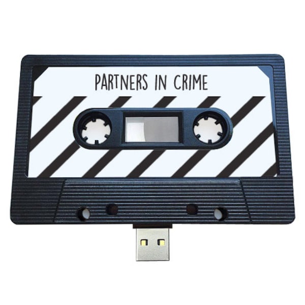 4GB/8GB/16GB USB Mix tape - Birthday , Partners in Crime- Boyfriend, Girlfriend, Bestfriend- Flash Drive, Retro Personalised Gift  Loved One