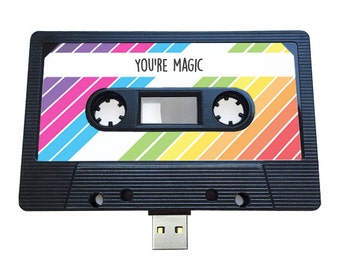 4GB/8GB/16GB USB Mix tape- Retro Colourful Personalised Gift - Dating,  Loved One, Birthday Present- Girlfriend, Best friend- Flash Drive