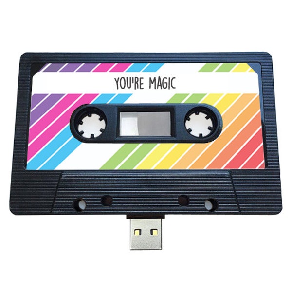 4GB/8GB/16GB USB Mix tape- Retro Colourful Personalised Gift - Dating,  Loved One, Birthday Present- Girlfriend, Best friend- Flash Drive