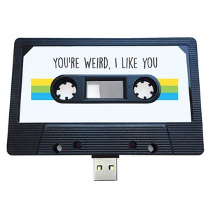 4GB/8GB/16GB You're Weird, I Like You USB Mixtape Retro Personalised Gift Love, Birthday Present, Boyfriend, Girlfriend, Friend image 1
