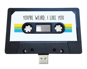 4GB/8GB/16GB You're Weird, I Like You - USB Mixtape- Retro Personalised Gift - Love, Birthday Present, Boyfriend, Girlfriend, Friend