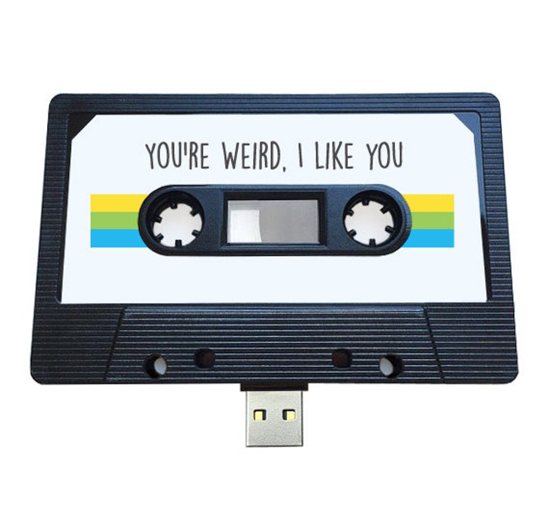 4GB/8GB/16GB You're Weird, I Like You USB Mixtape Retro Personalised Gift Love, Birthday Present, Boyfriend, Girlfriend, Friend image 1