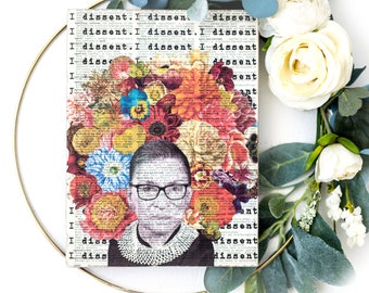 Notorious RBG print, I dissent RBG art, Ruth Bader Ginsburg print, Best Friend Gift , feminist art print, college dorm decor, Dorm Room Art